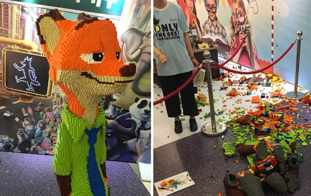 Criança destrói em segundos escultura de Lego que custou US$ 15 mil