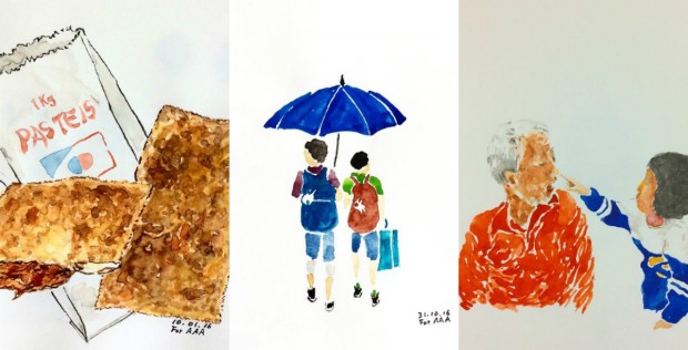 Avô mantém contato com netos no exterior postando suas ilustrações no Instagram