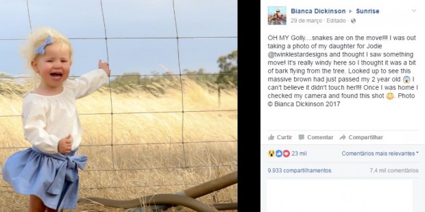 Cobra venenosa fica a centímetros de bebê e mãe só vê na hora de conferir a foto