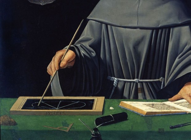 Pintura de Luca Pacioli, frade e cientista, considerado o pai da Contabilidade (pintura atribuída a Jacopo de' Barbari).