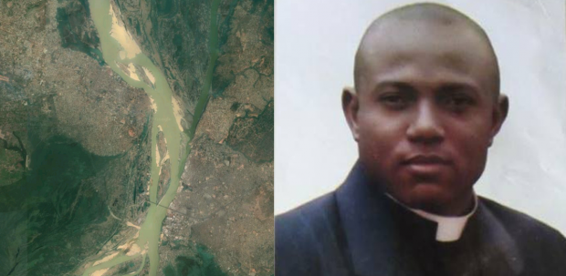 Imagem de satélite do rio Níger próximo a Onitsha, onde vivia o padre. Fotos: Google Maps/Reprodução Facebook