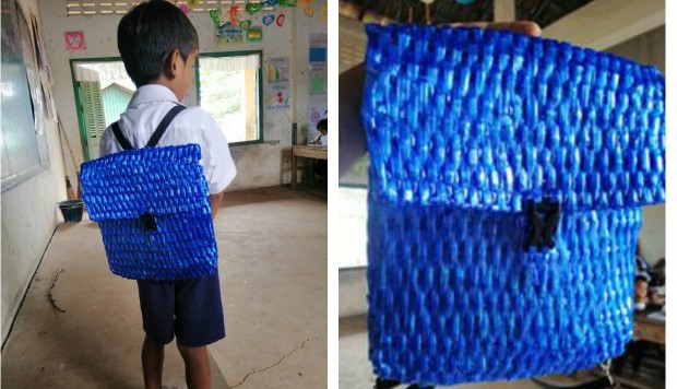Sem condições de comprar mochila, pai faz uma nova para o filho